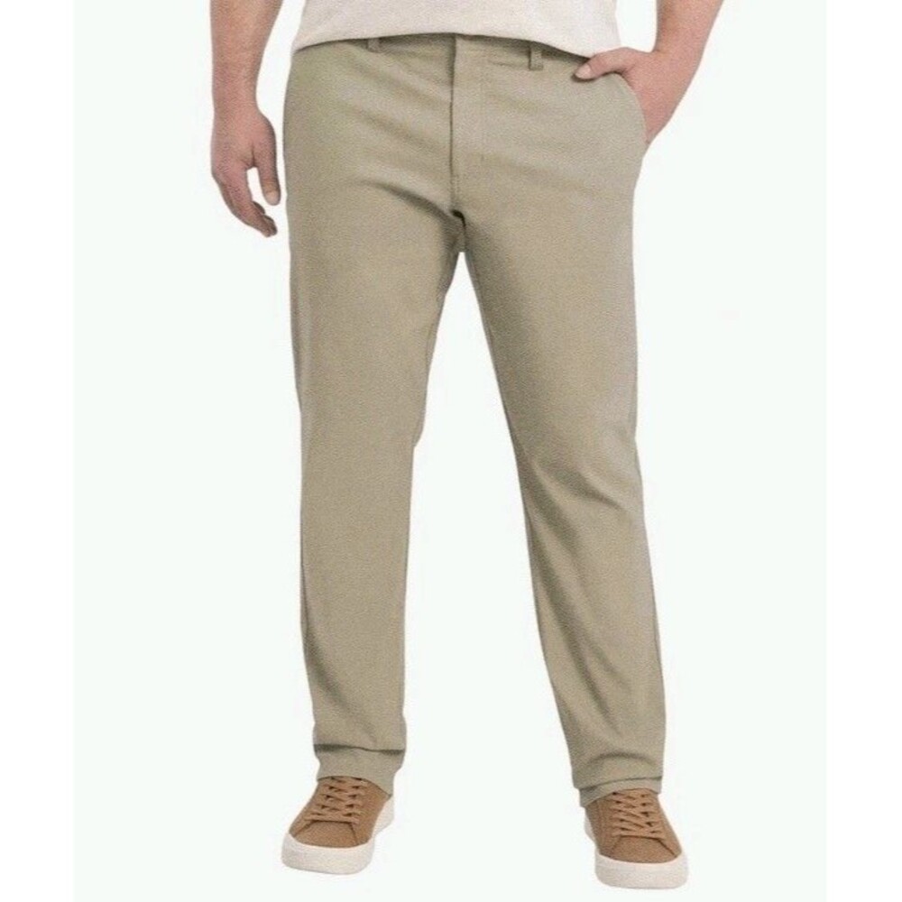 Weatherproof Vintage Men's Tech Pant Tan Size 36x32 Flex Waistband Zip Pocket